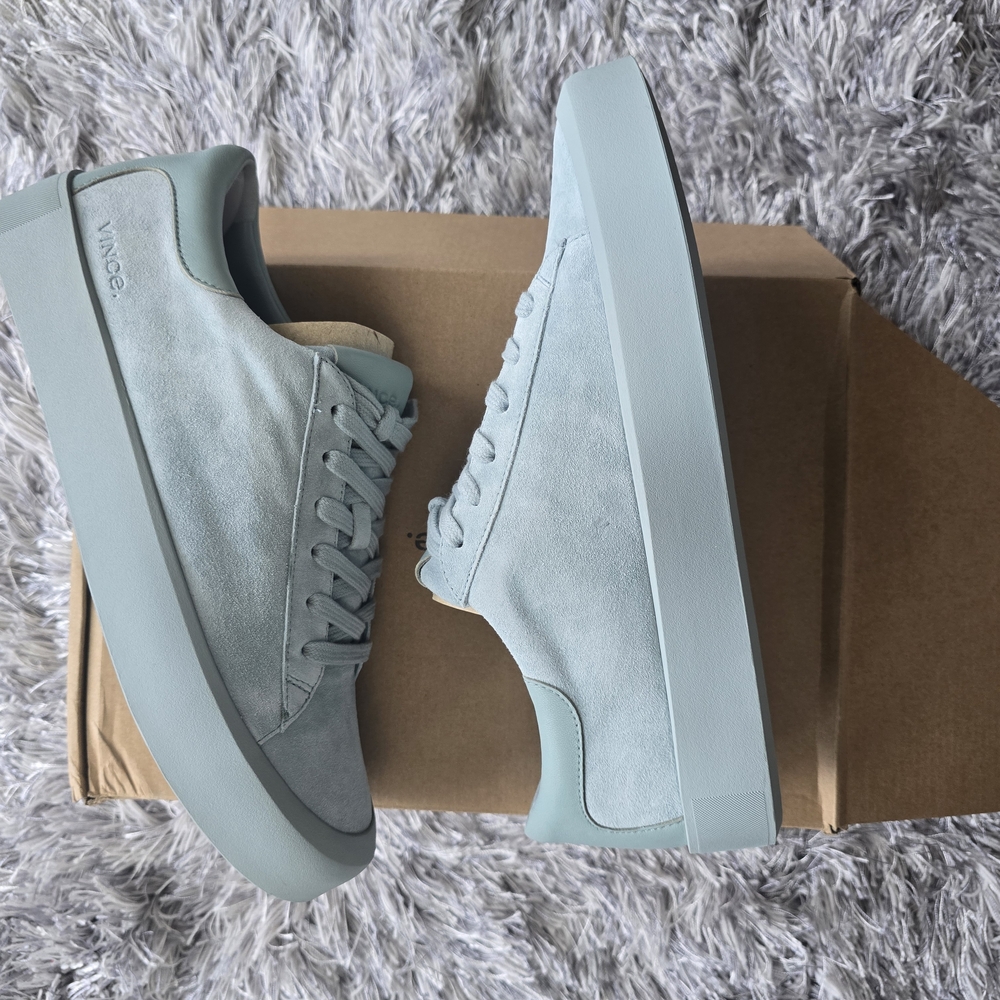 Vince Gabi Palebay Low-Top Suede Sneakers in Light Mint/blue